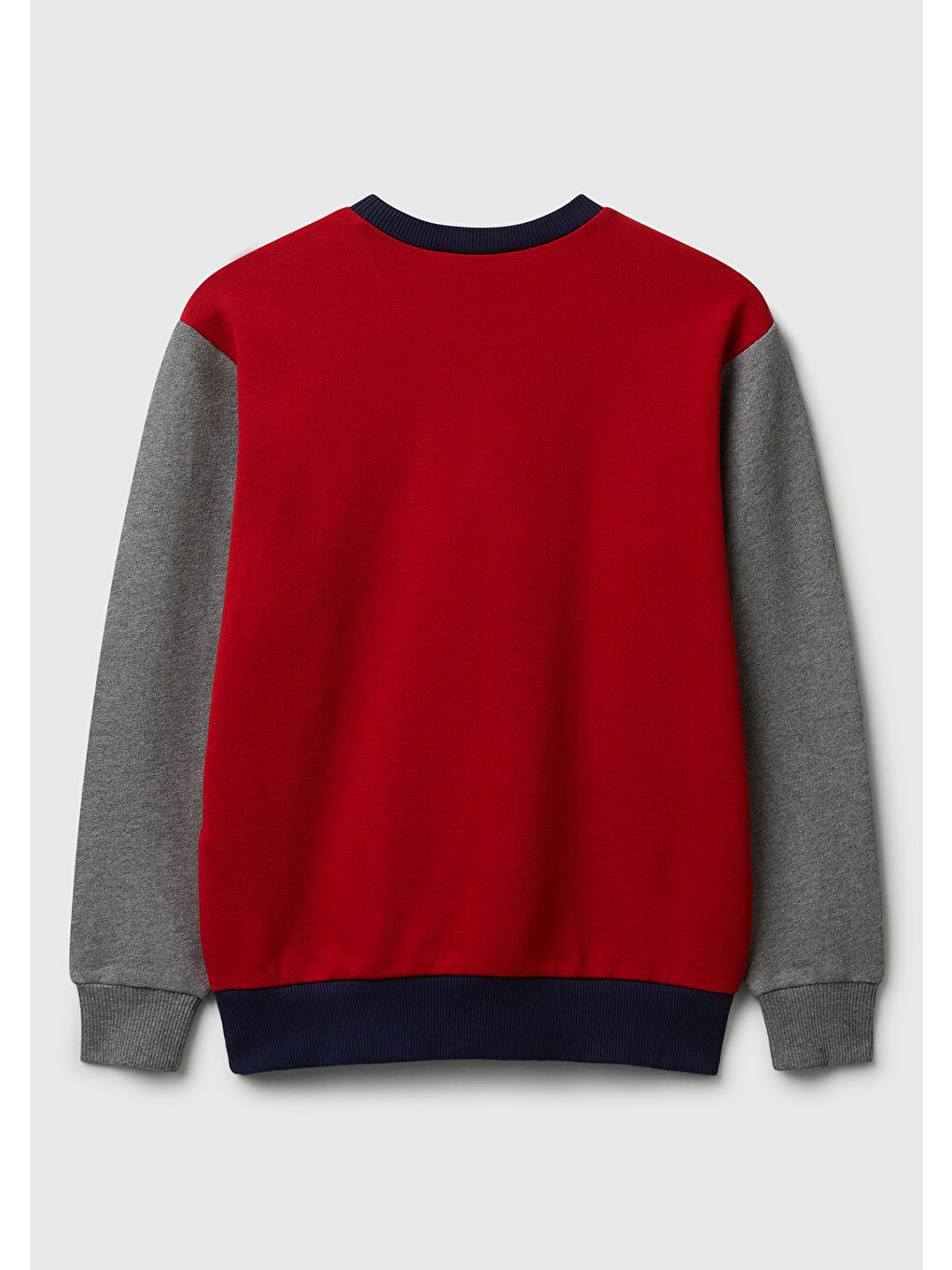 Erkek Çocuk Kırmızı-Gri Önü Logo Baskılı Bisiklet Yaka Regular Fit Sweatshirt-1