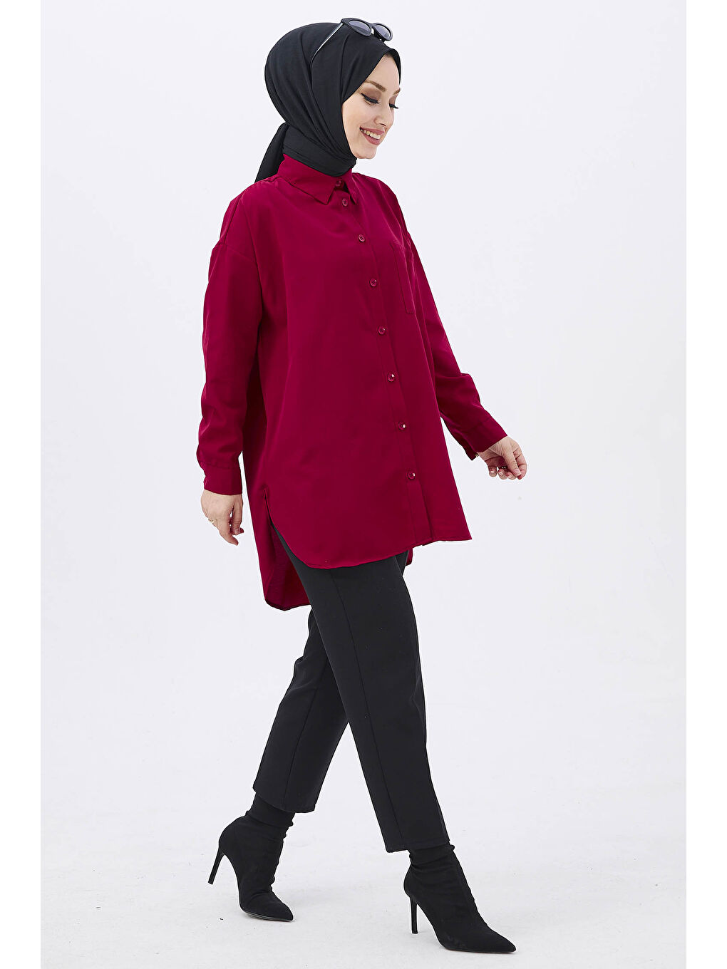 Tek Cepli Gömlek Bordo - 27087-9