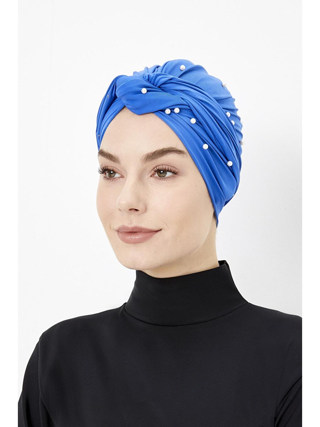 İnci Detaylı Mavi Dolama Yüzücü Bonesi 2552