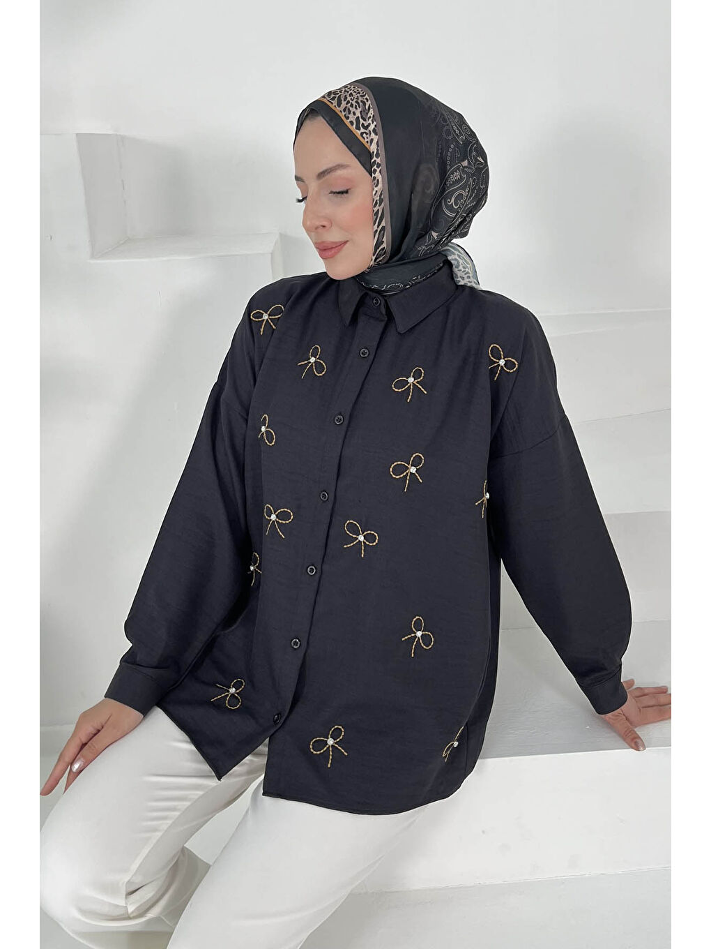 İncili Gömlek Siyah - 27033