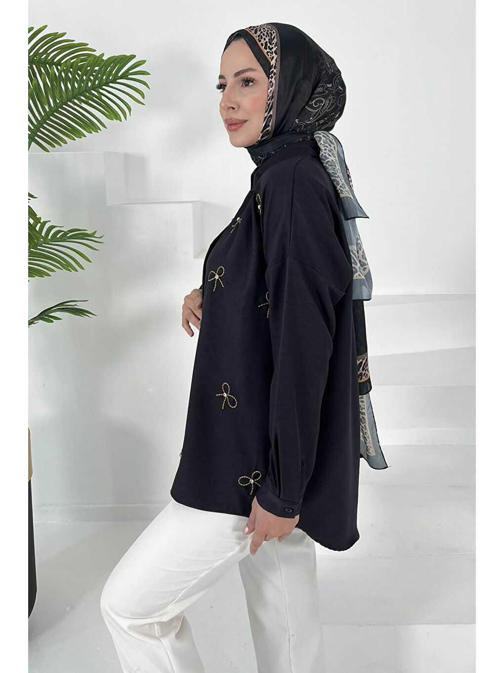 İncili Gömlek Siyah - 27033-3