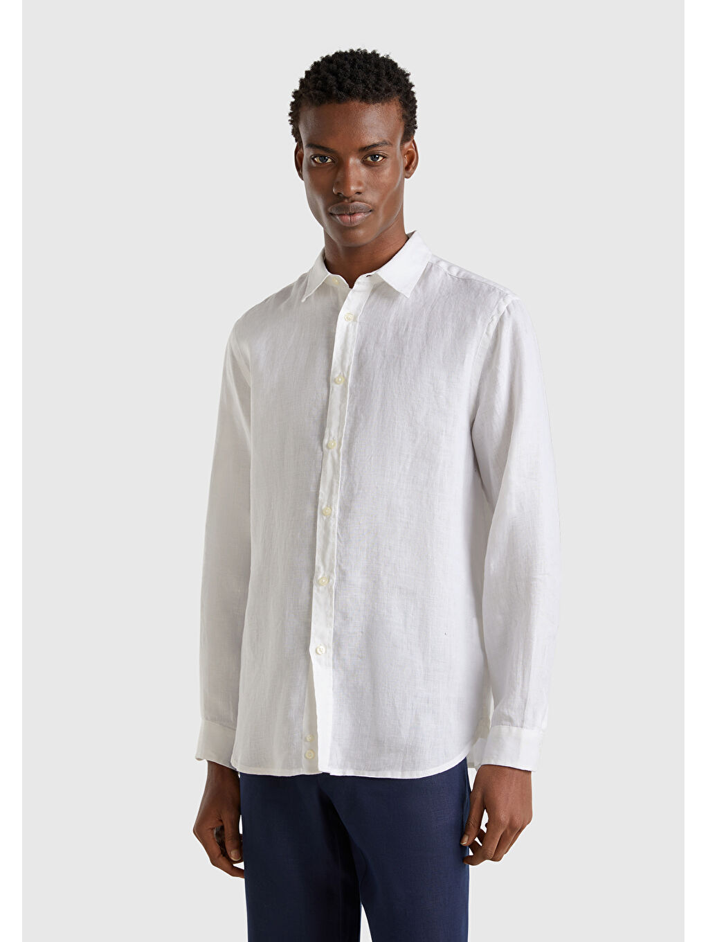 Erkek Beyaz %100 Keten Gömlek