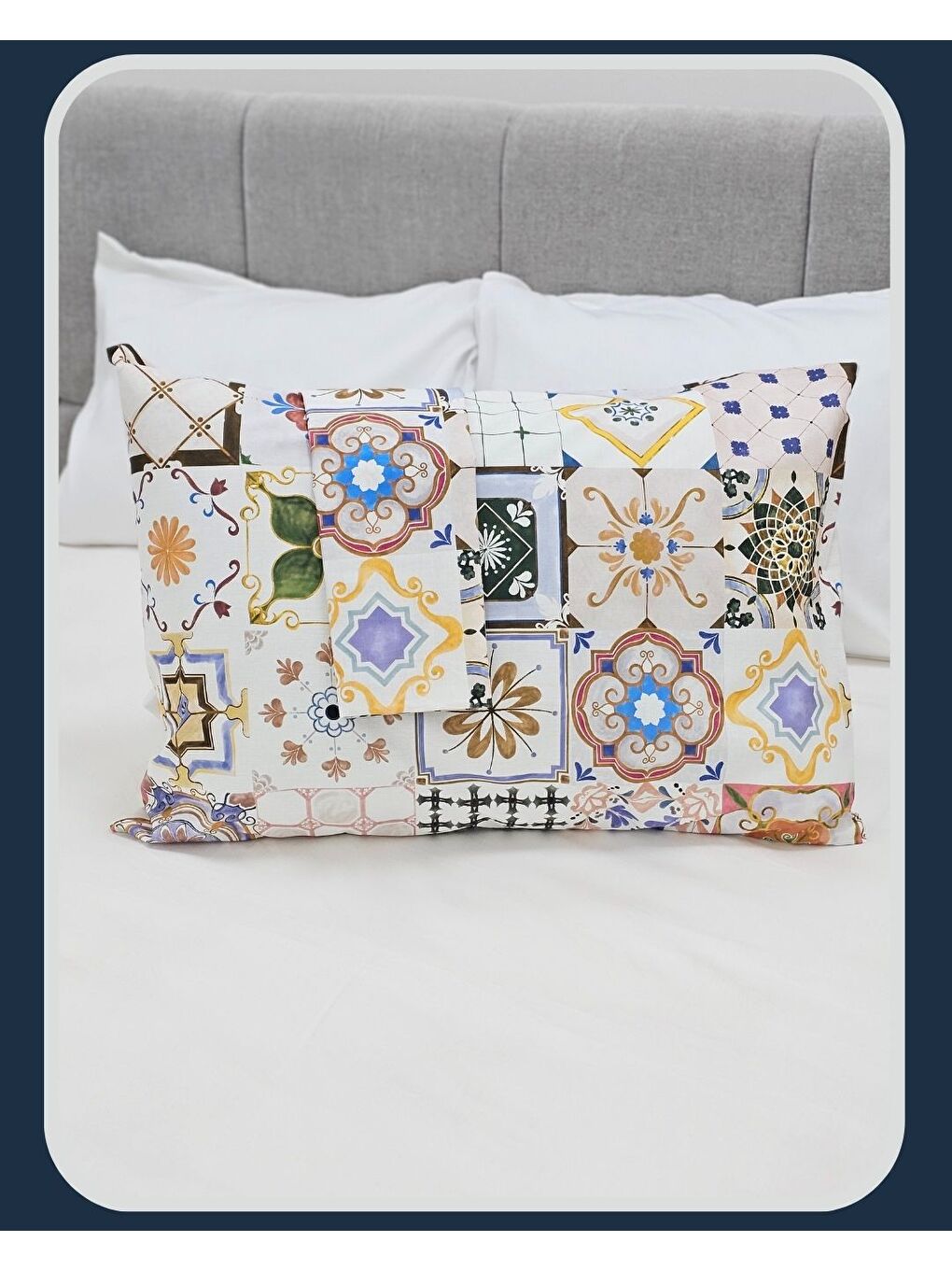 Karışık Çini Karo Desen Yastık Kılıfı | 2 Adet | 50 x 70