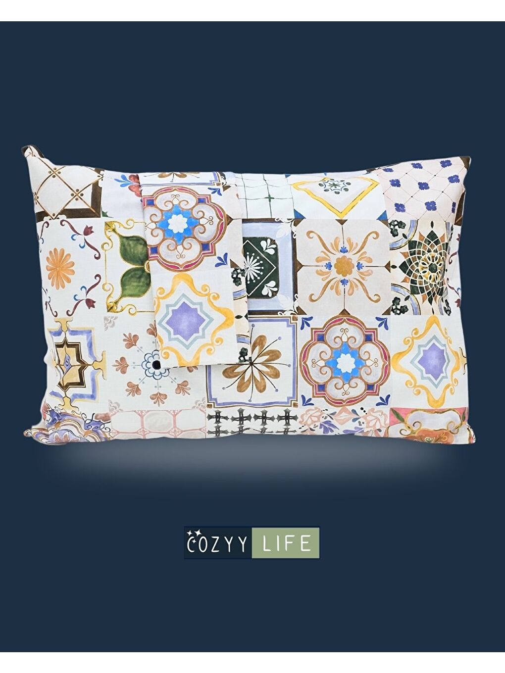 Karışık Çini Karo Desen Yastık Kılıfı | 2 Adet | 50 x 70-1