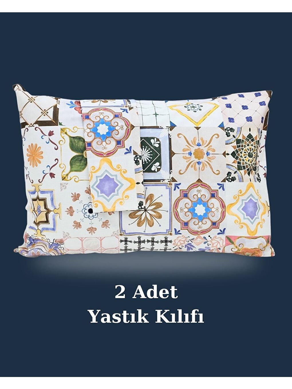 Karışık Çini Karo Desen Yastık Kılıfı | 2 Adet | 50 x 70-3