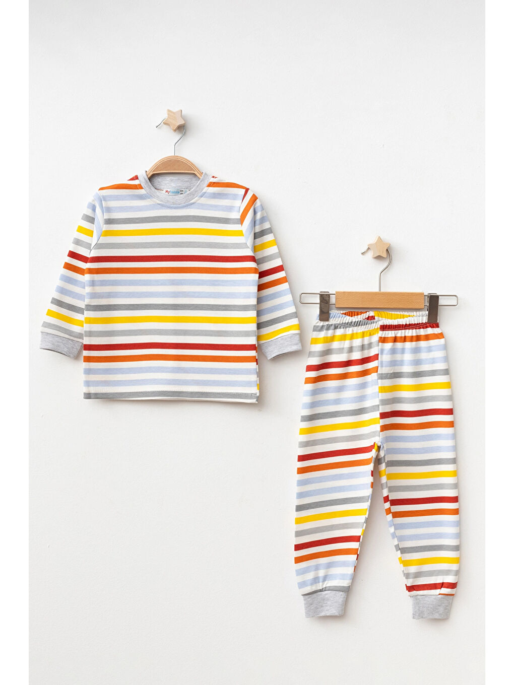 Gri Çizgili Uzun Kol Pijama Takımı 74162