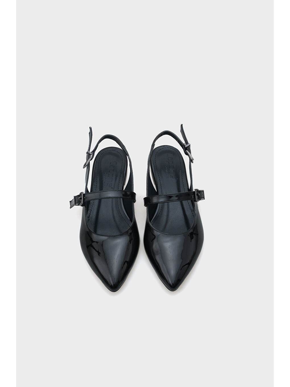 Siyah Anna Arkası Açık Bantlı Toka Detaylı Sivri Burunlu  Kadın Babet-5