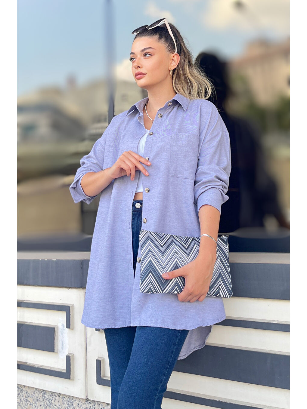 Tek Cepli Gömlek Gri - 27087