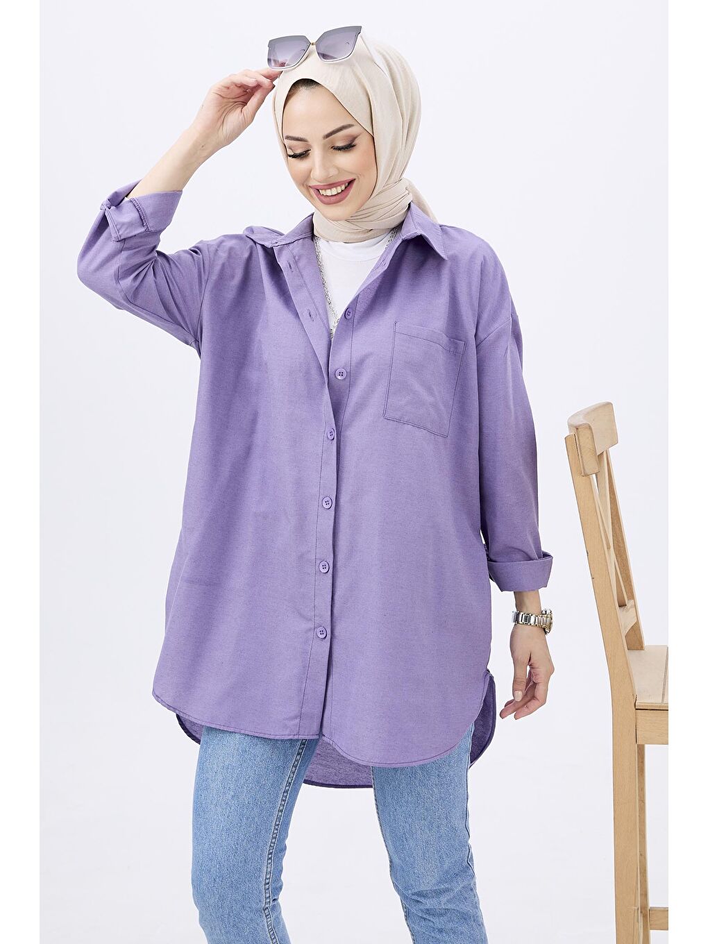 Tek Cepli Gömlek Lila - 27087-1