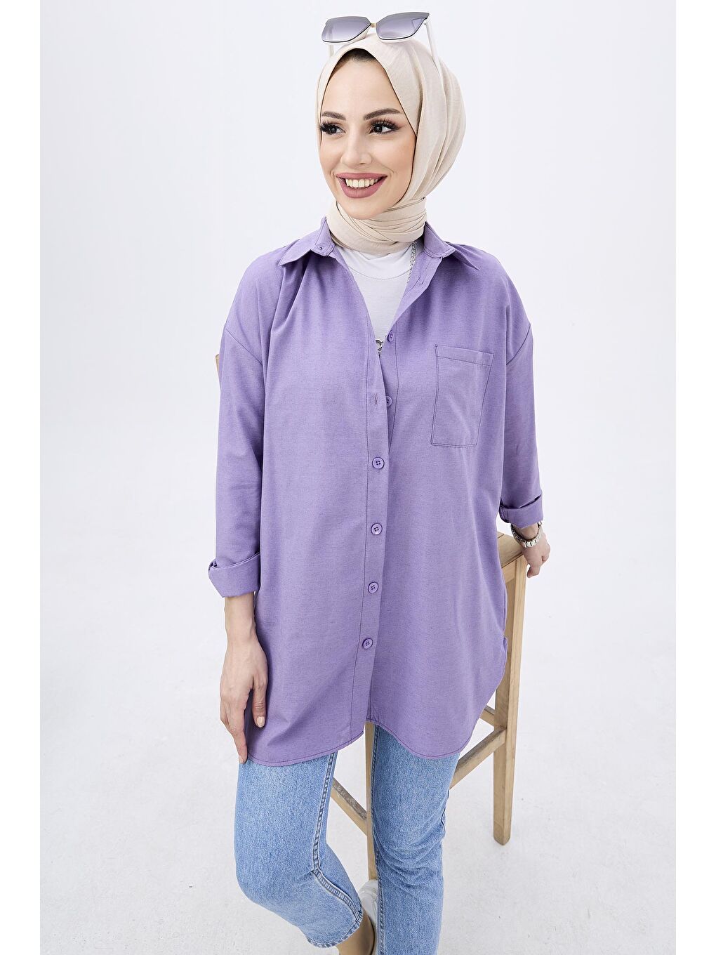 Tek Cepli Gömlek Lila - 27087-3