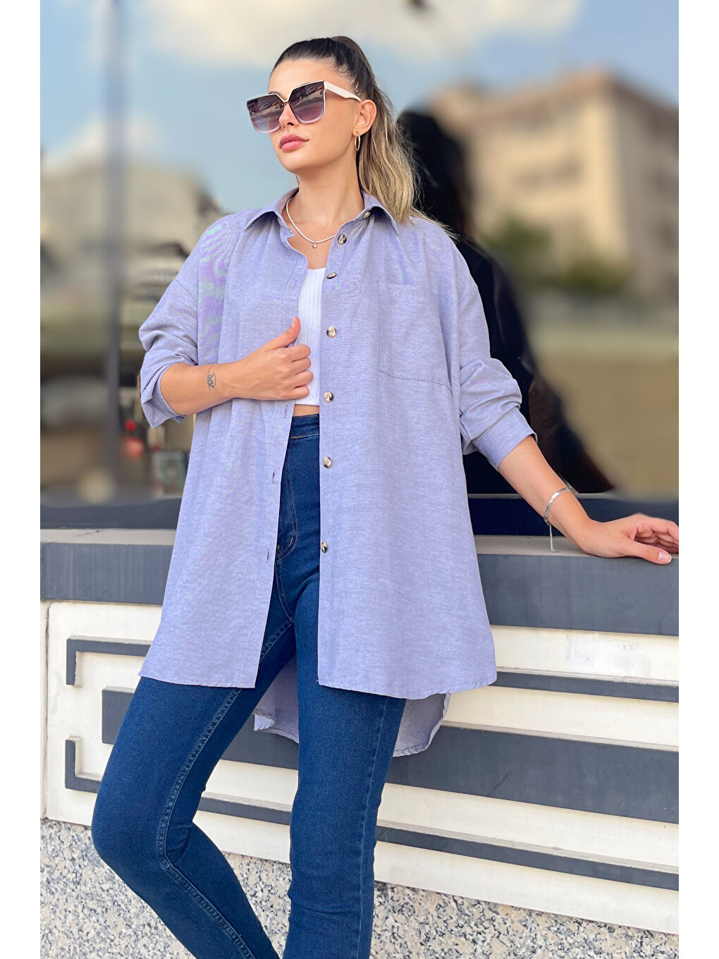 Tek Cepli Gömlek Gri - 27087-3