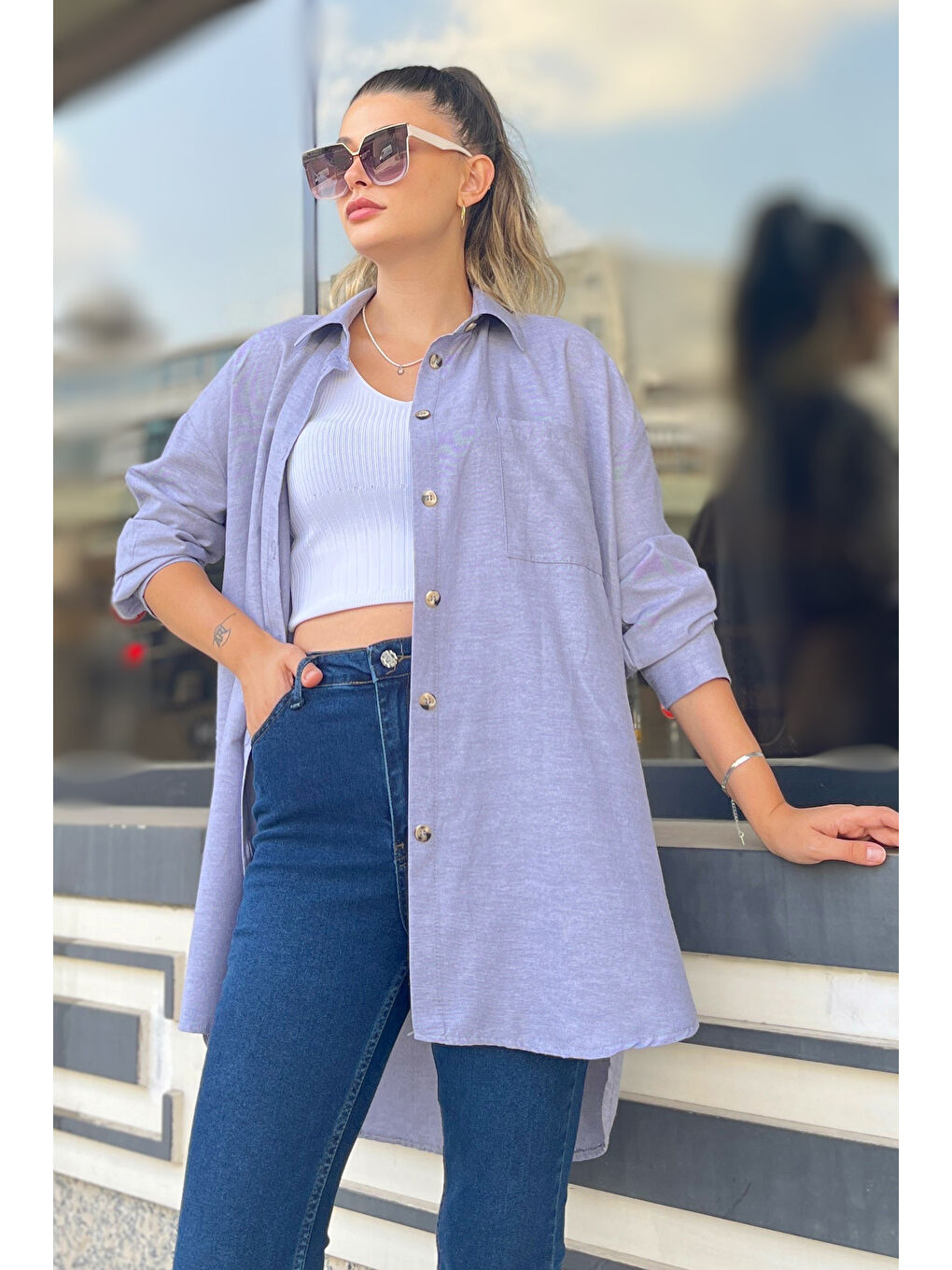 Tek Cepli Gömlek Gri - 27087-4