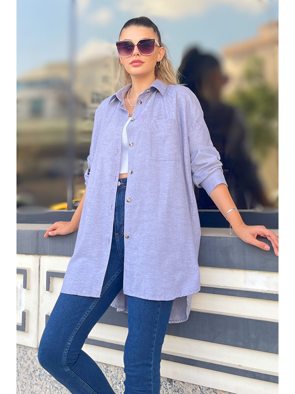 Tek Cepli Gömlek Gri - 27087-5