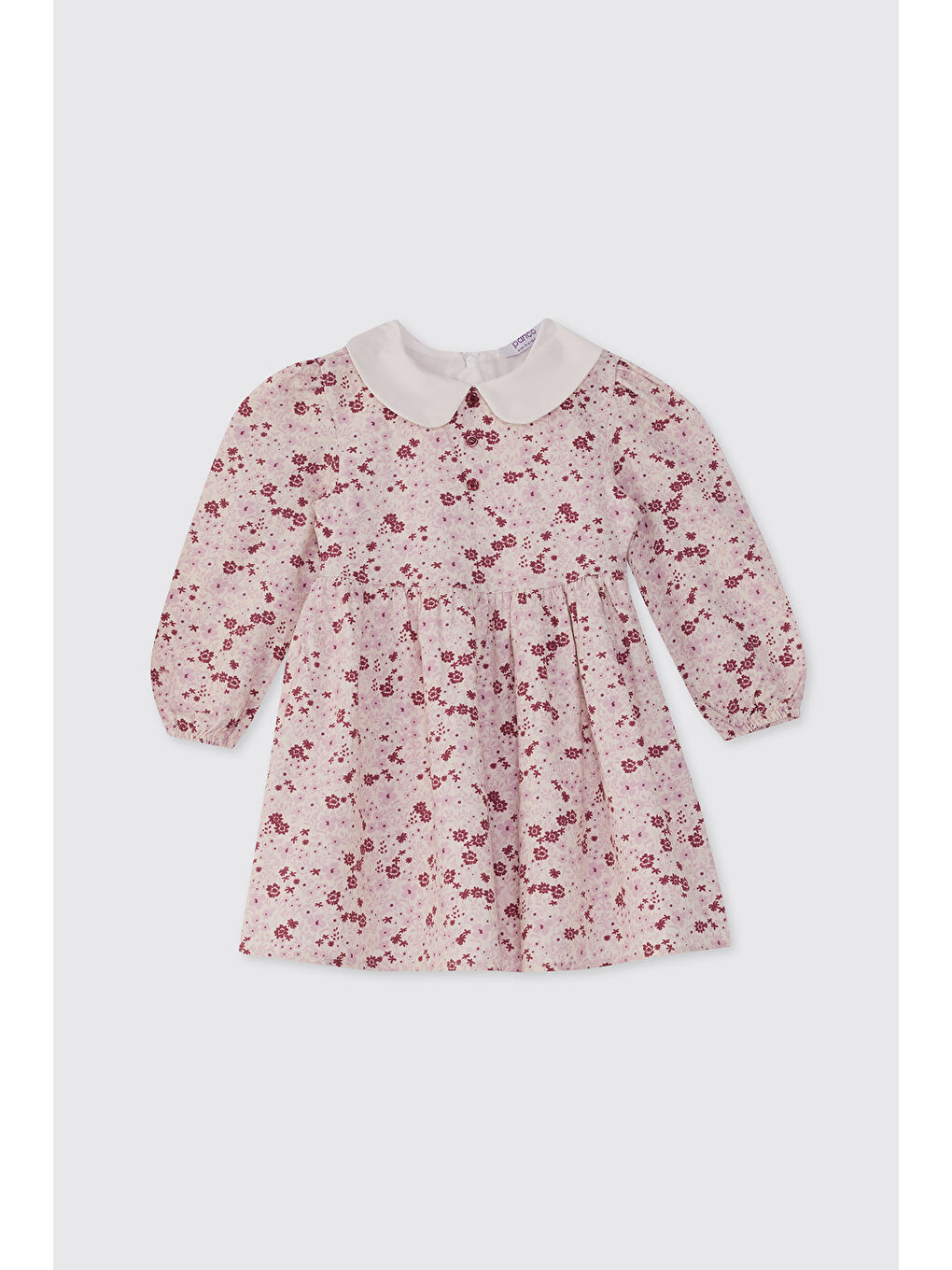 Kız Bebek Çiçek Desenli Ekru Elbise