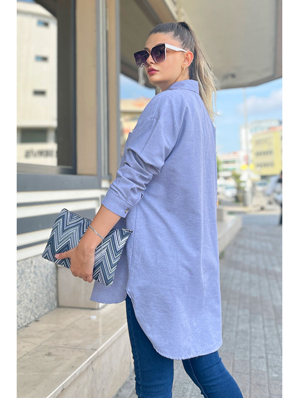 Tek Cepli Gömlek Gri - 27087-7