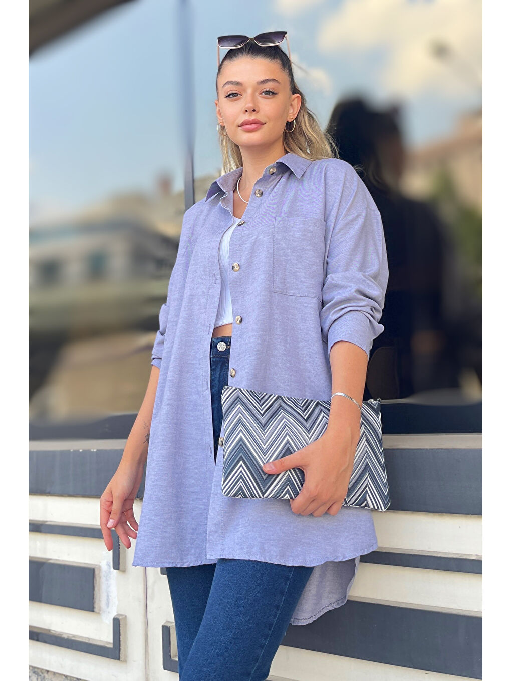 Tek Cepli Gömlek Gri - 27087-9