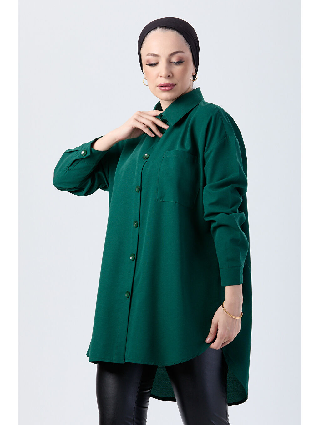 Yeşil Tek Cepli Gömlek Zümrüt - 27087