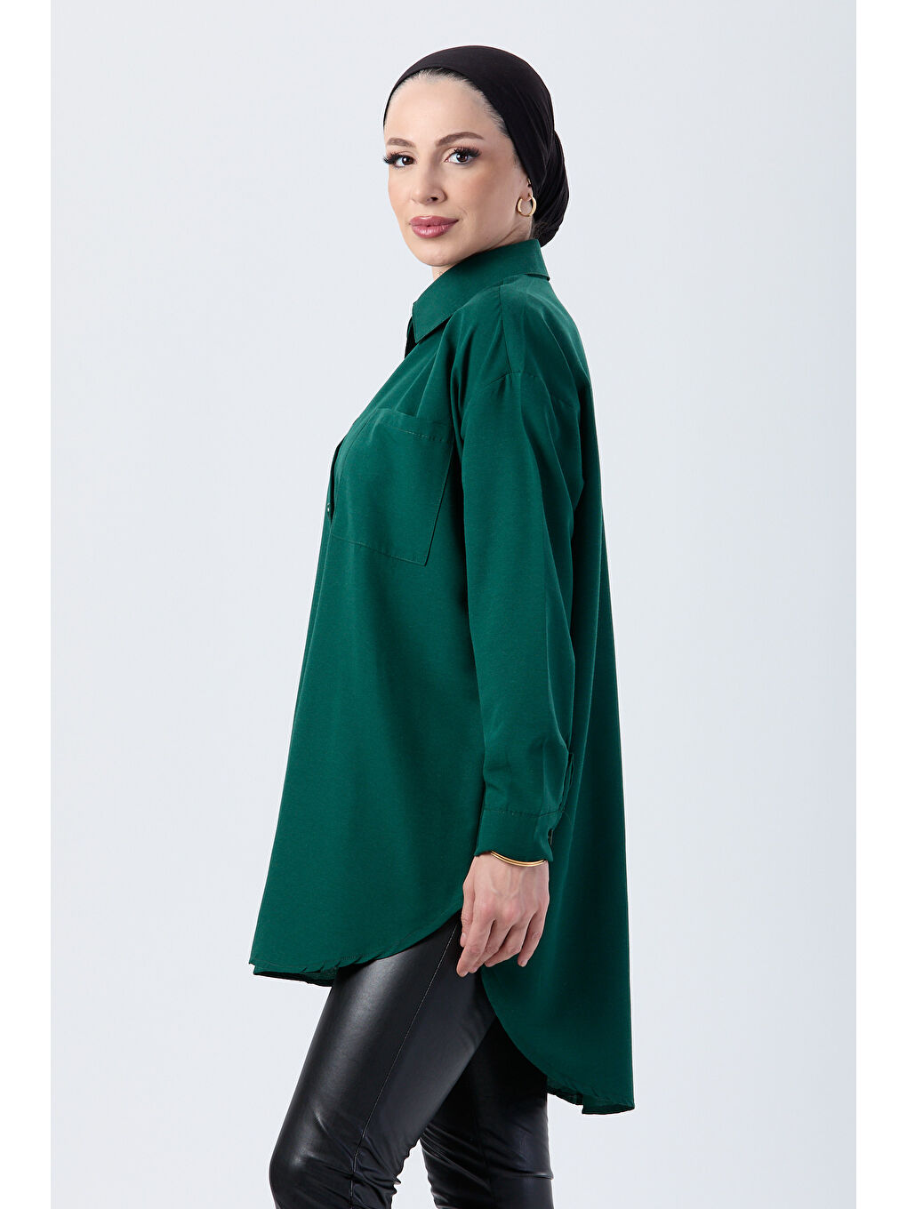 Yeşil Tek Cepli Gömlek Zümrüt - 27087-2