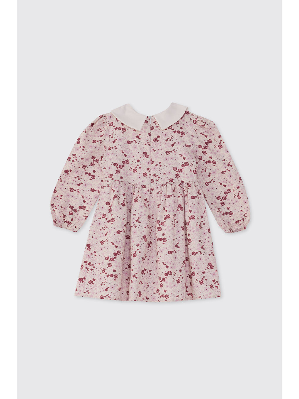 Kız Bebek Çiçek Desenli Ekru Elbise-1