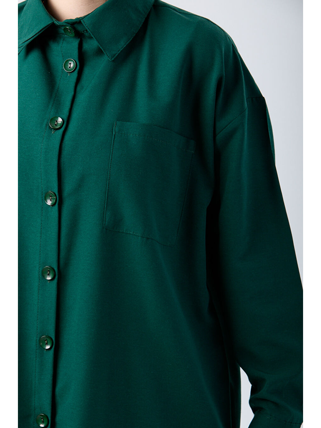 Yeşil Tek Cepli Gömlek Zümrüt - 27087-4