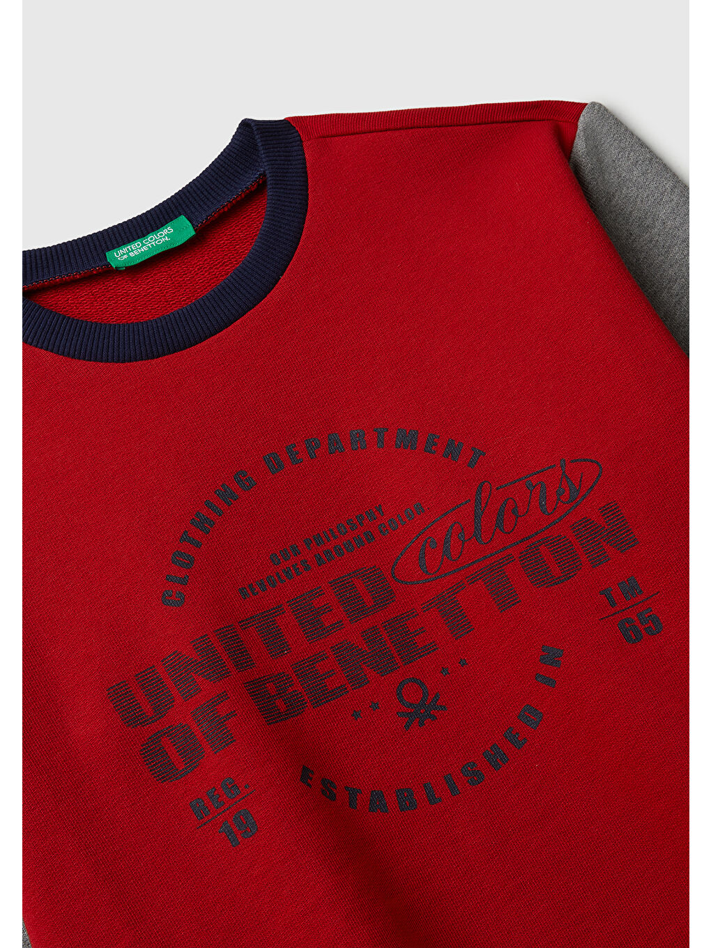 Erkek Çocuk Kırmızı-Gri Önü Logo Baskılı Bisiklet Yaka Regular Fit Sweatshirt-2