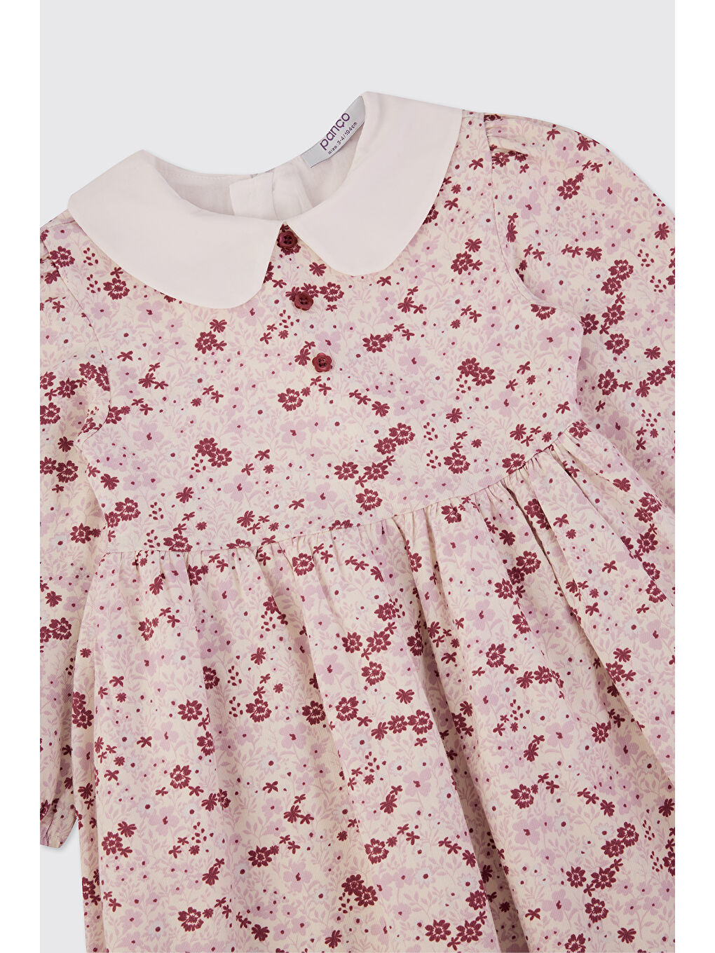 Kız Bebek Çiçek Desenli Ekru Elbise-2