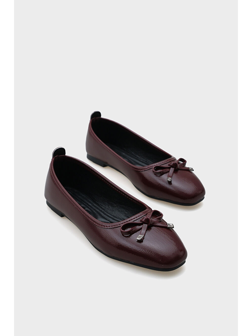 Bordo Hana Trend Kırışık Desen Kadın Babet-1