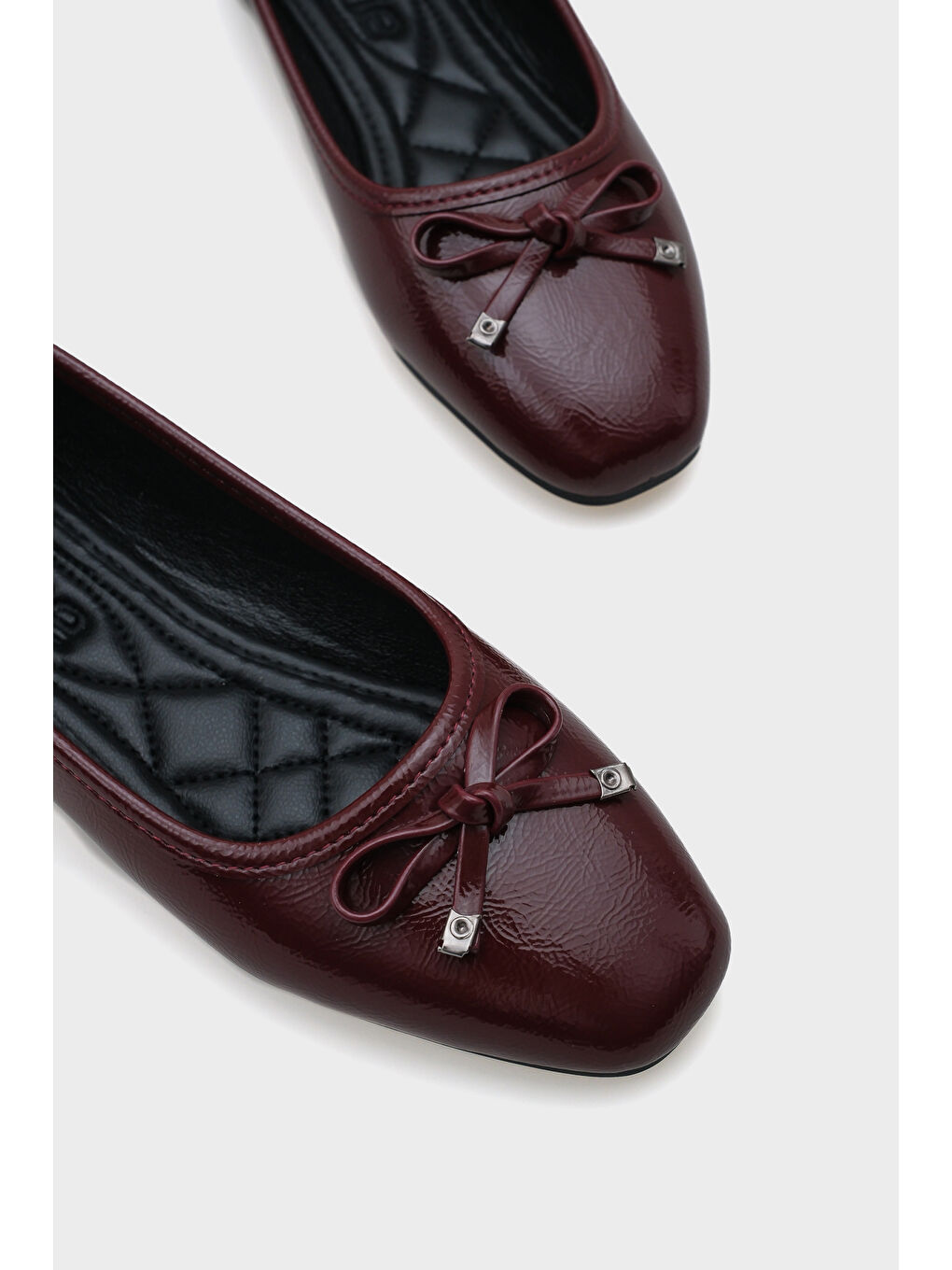 Bordo Hana Trend Kırışık Desen Kadın Babet-3