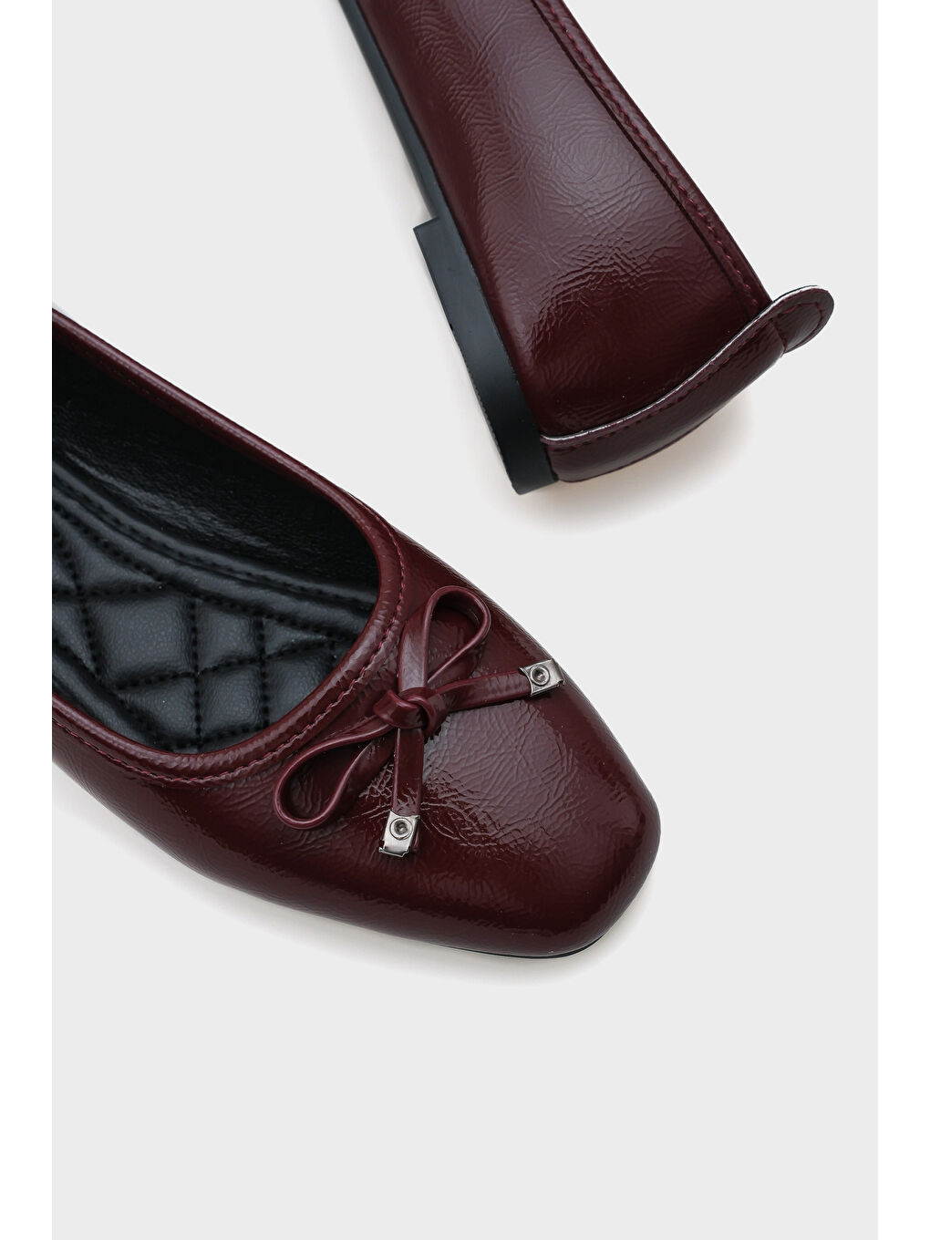 Bordo Hana Trend Kırışık Desen Kadın Babet-5