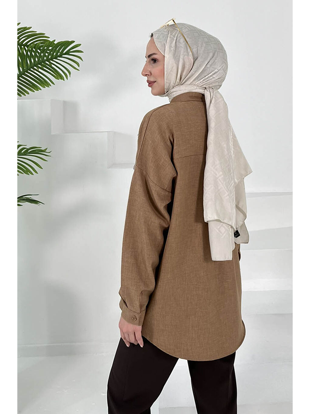 Bej İncili Gömlek Vizon - 27033-5