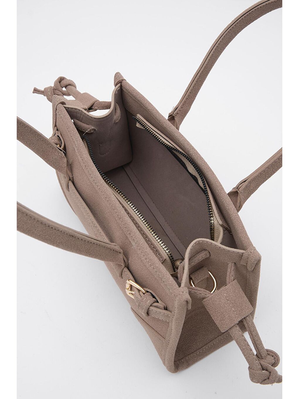 Maison Süet Baget Çanta Bej-4