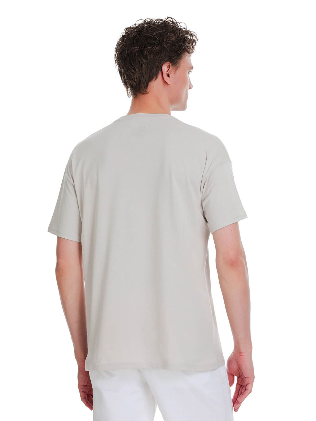 Bej Taş Regular Fit 100% Pamuk Bisiklet Yaka  Tişört-4