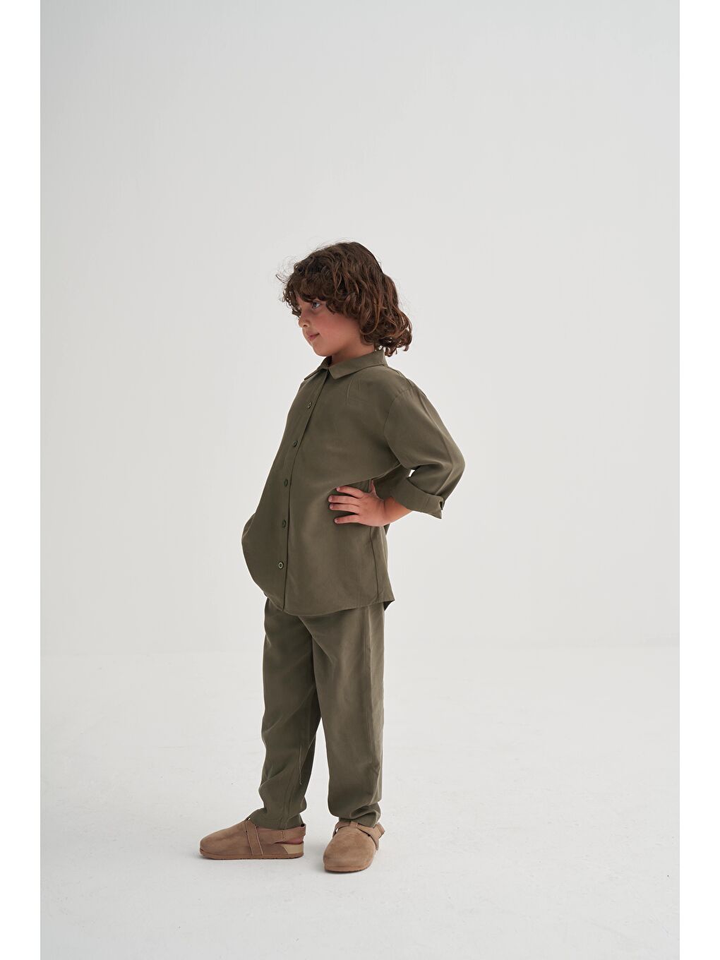 Gömlekli Lyocell Takım 2-7 Yaş Haki Yeşil