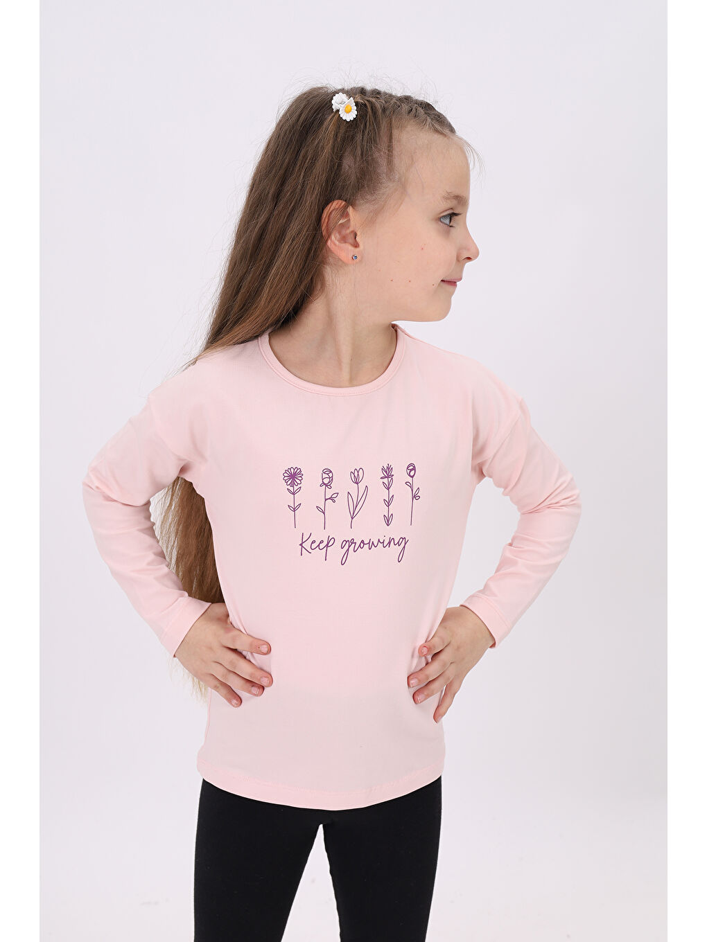 Pembe Kız Çocuk Baskılı Tişört-1