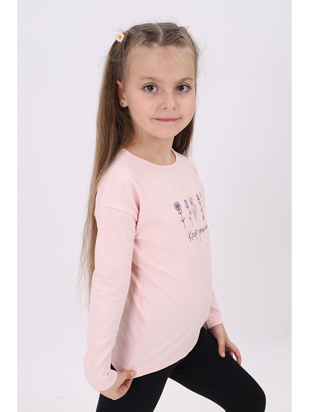 Pembe Kız Çocuk Baskılı Tişört-2