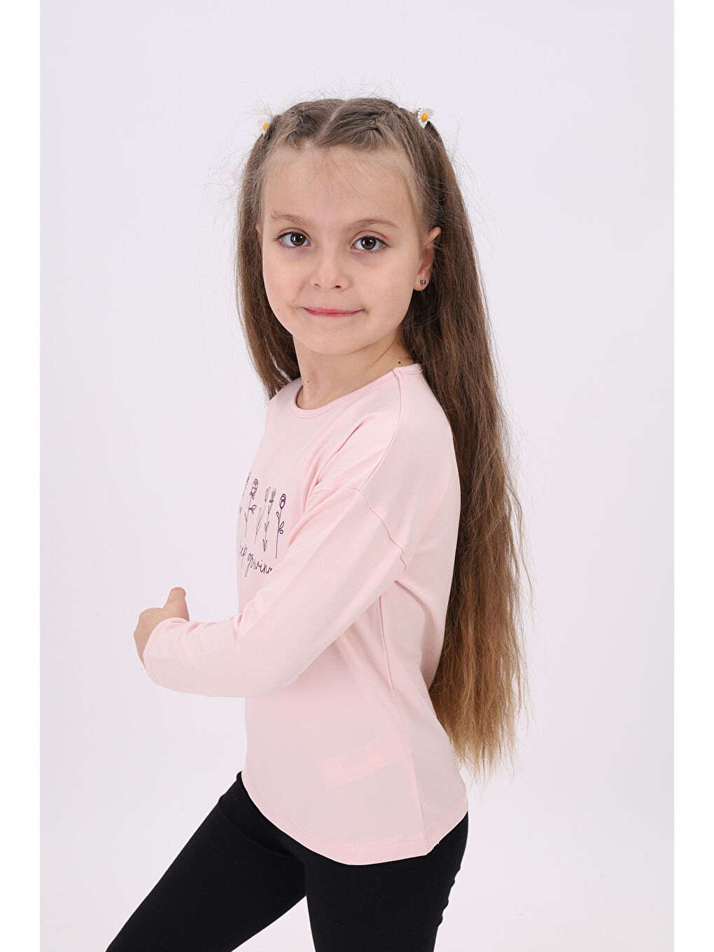 Pembe Kız Çocuk Baskılı Tişört-3
