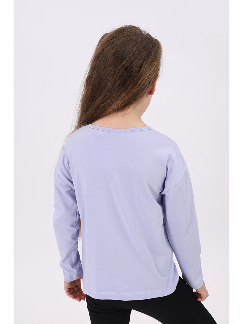 Lila Kız Çocuk Baskılı Tişört-3