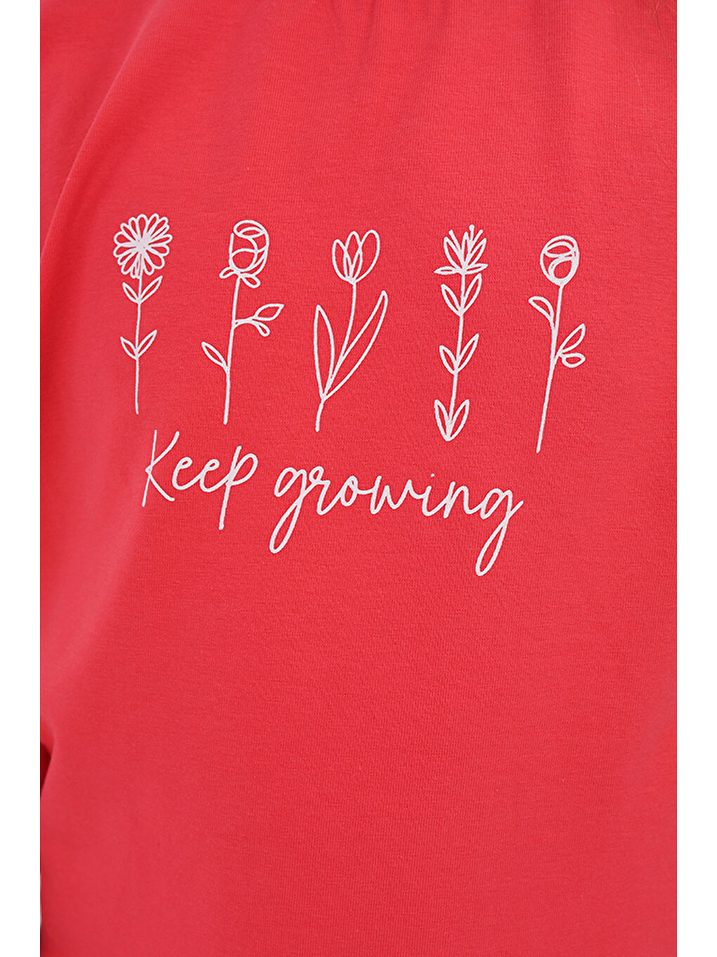 Kırmızı Kız Çocuk Baskılı Tişört-4