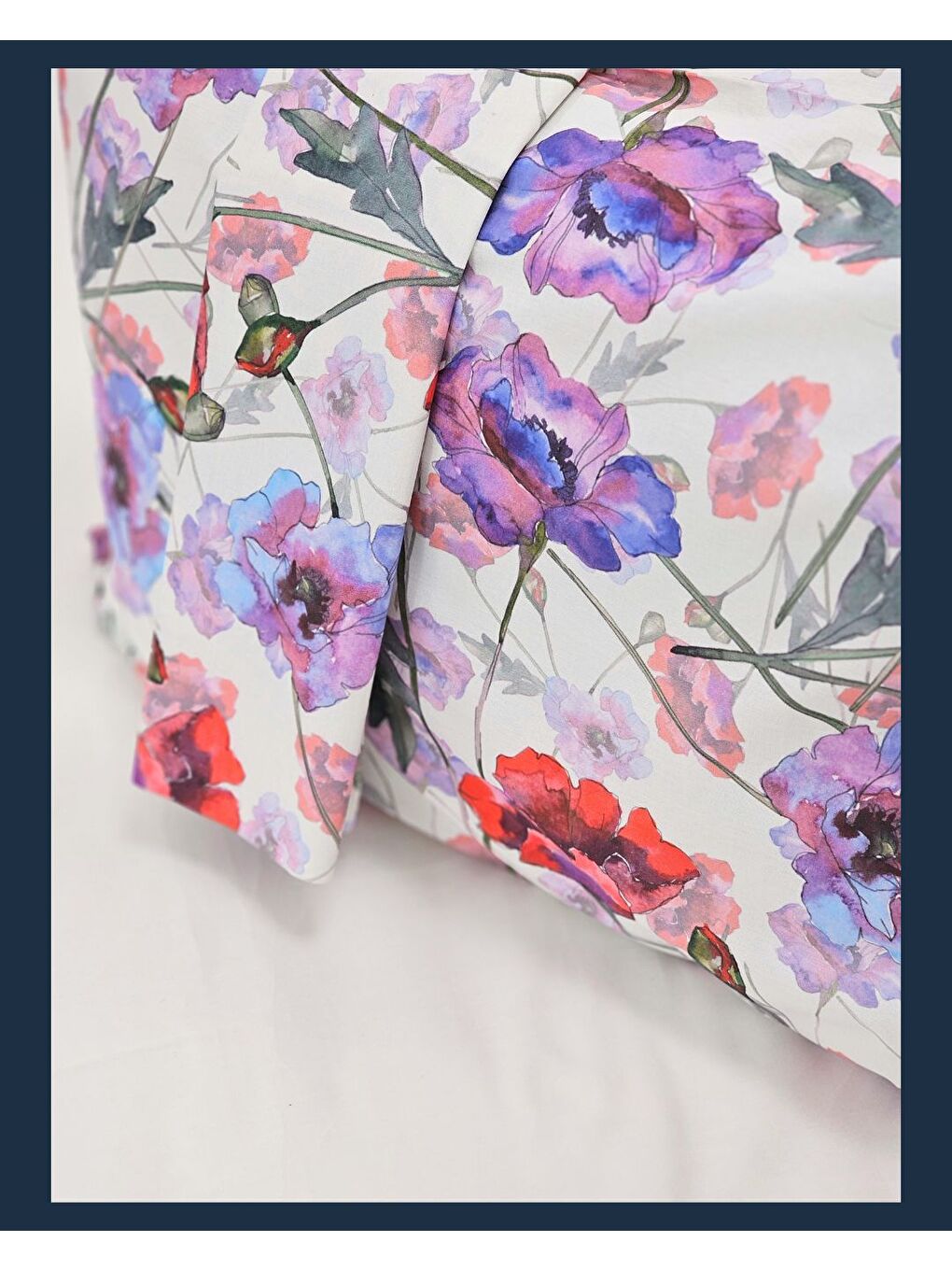 Suluboya Çiçek Desen Yastık Kılıfı | Kırmızı Mor | 2 Adet | 50 x 70-2