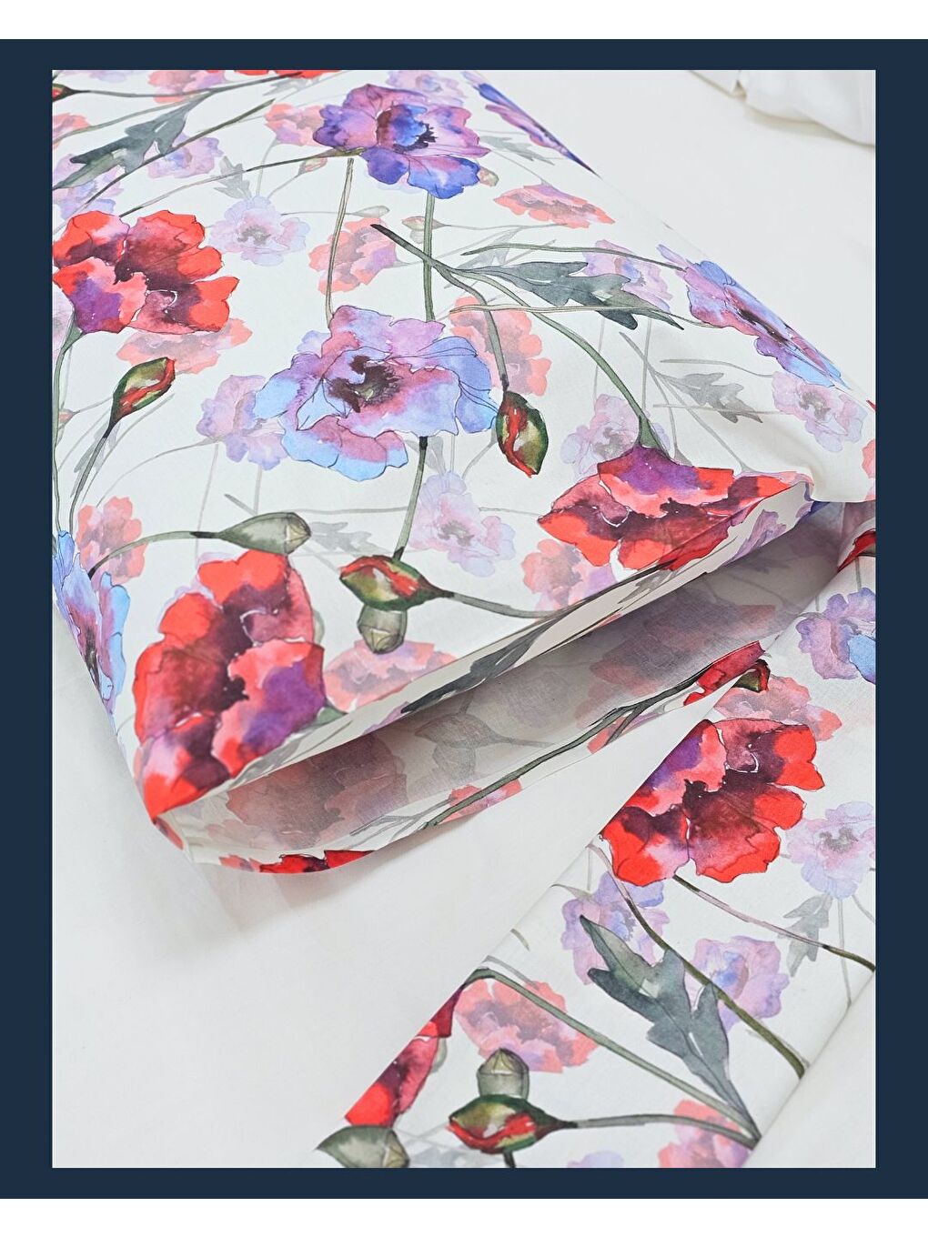 Suluboya Çiçek Desen Yastık Kılıfı | Kırmızı Mor | 2 Adet | 50 x 70-4