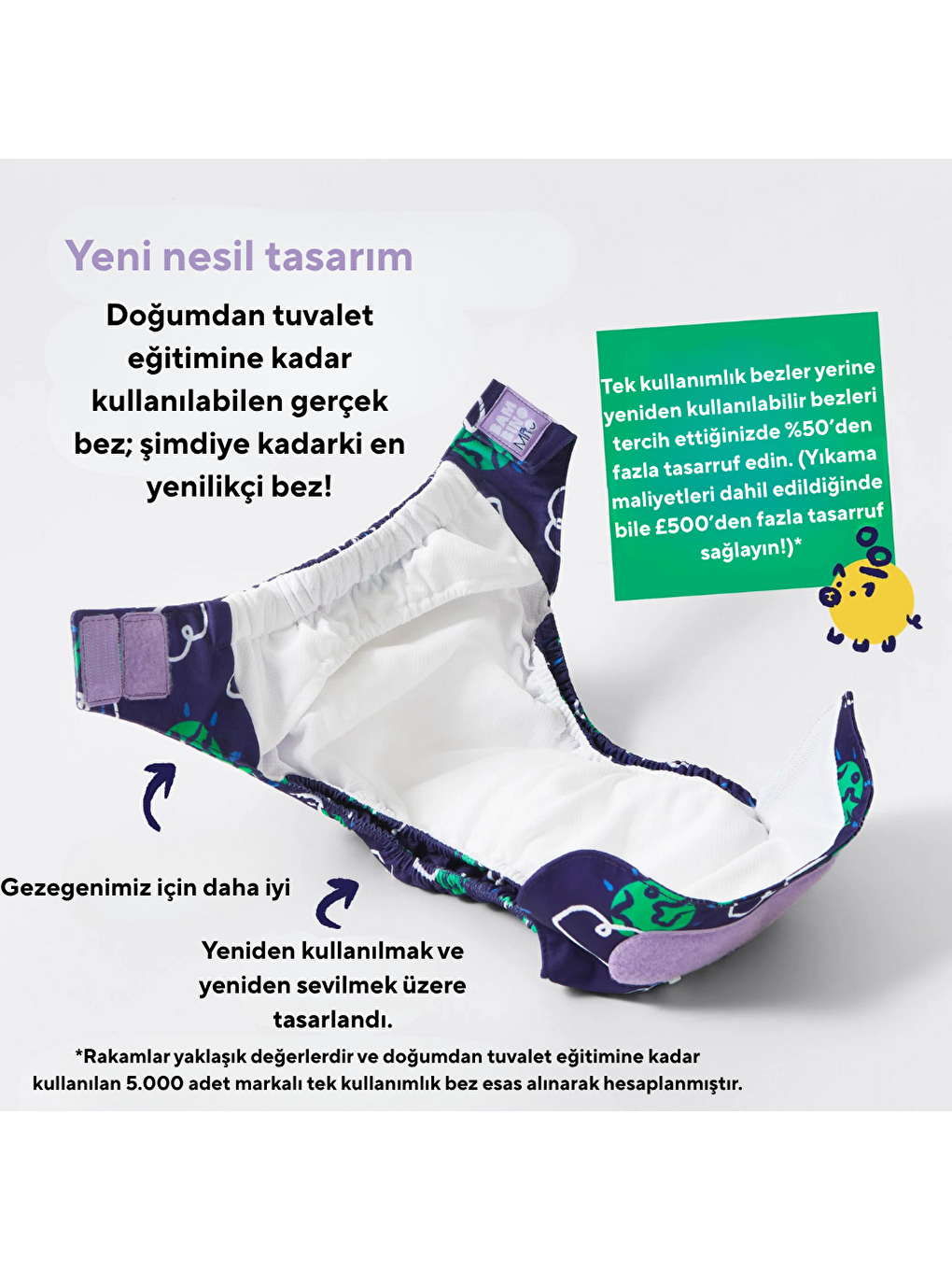 Yıkanabilir Bebek Bezi 0-54 Ay Giggle-4