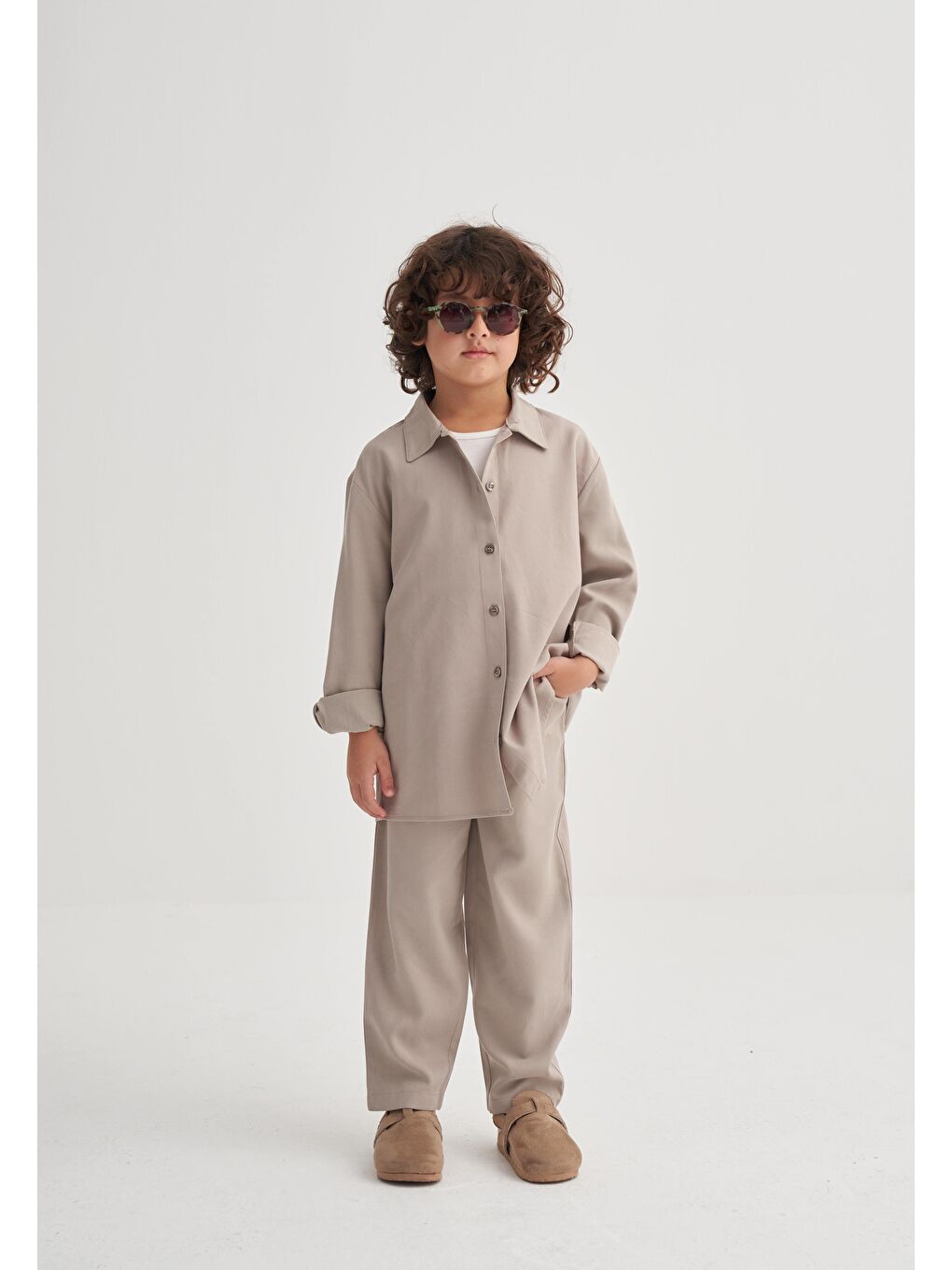 Gömlekli Lyocell Takım 2-7 Yaş Bej