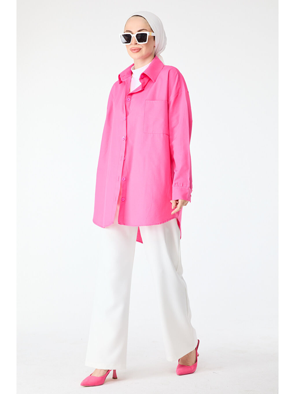 Fuşya Tek Cepli Gömlek Fusya - 27087-2