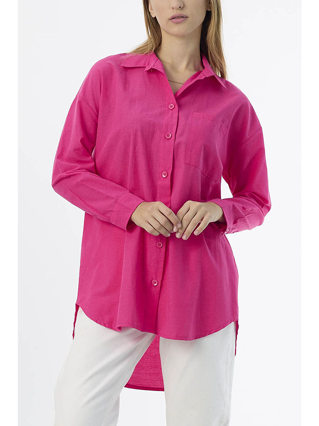 Fuşya Tek Cepli Gömlek Fusya - 27087-9