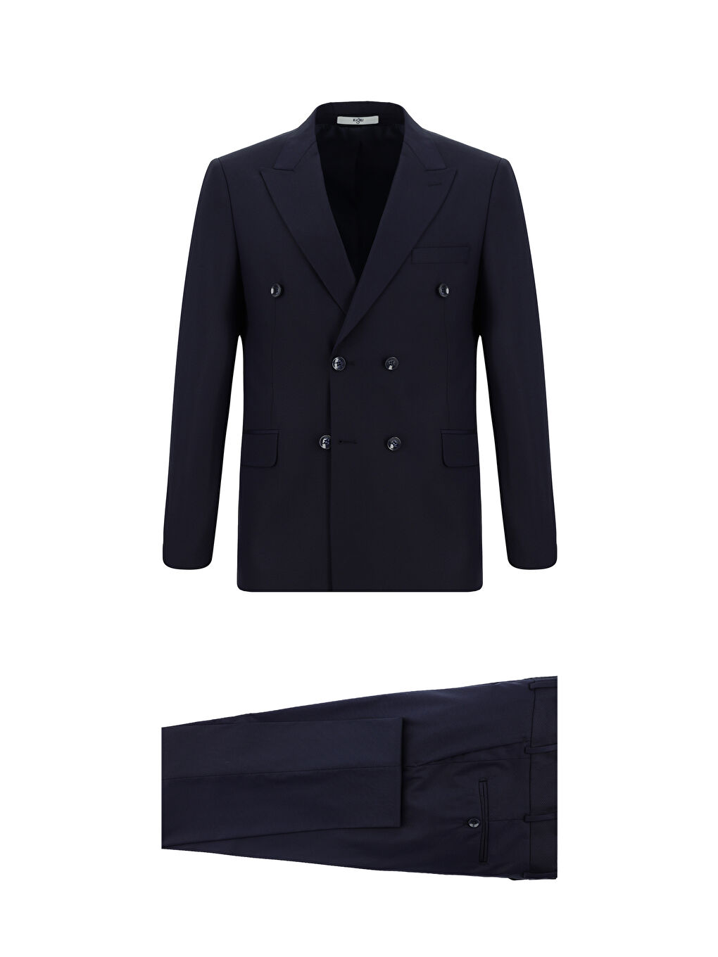 Lacivert Regular Fit Desenli Kruvaze Takım Elbise