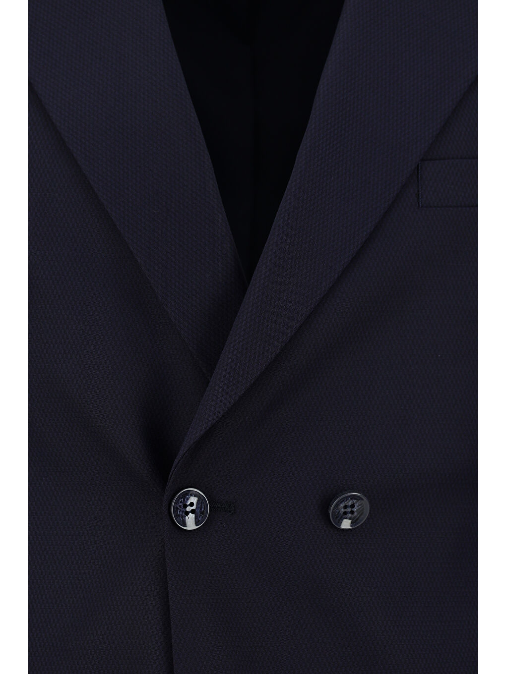 Lacivert Regular Fit Desenli Kruvaze Takım Elbise-3