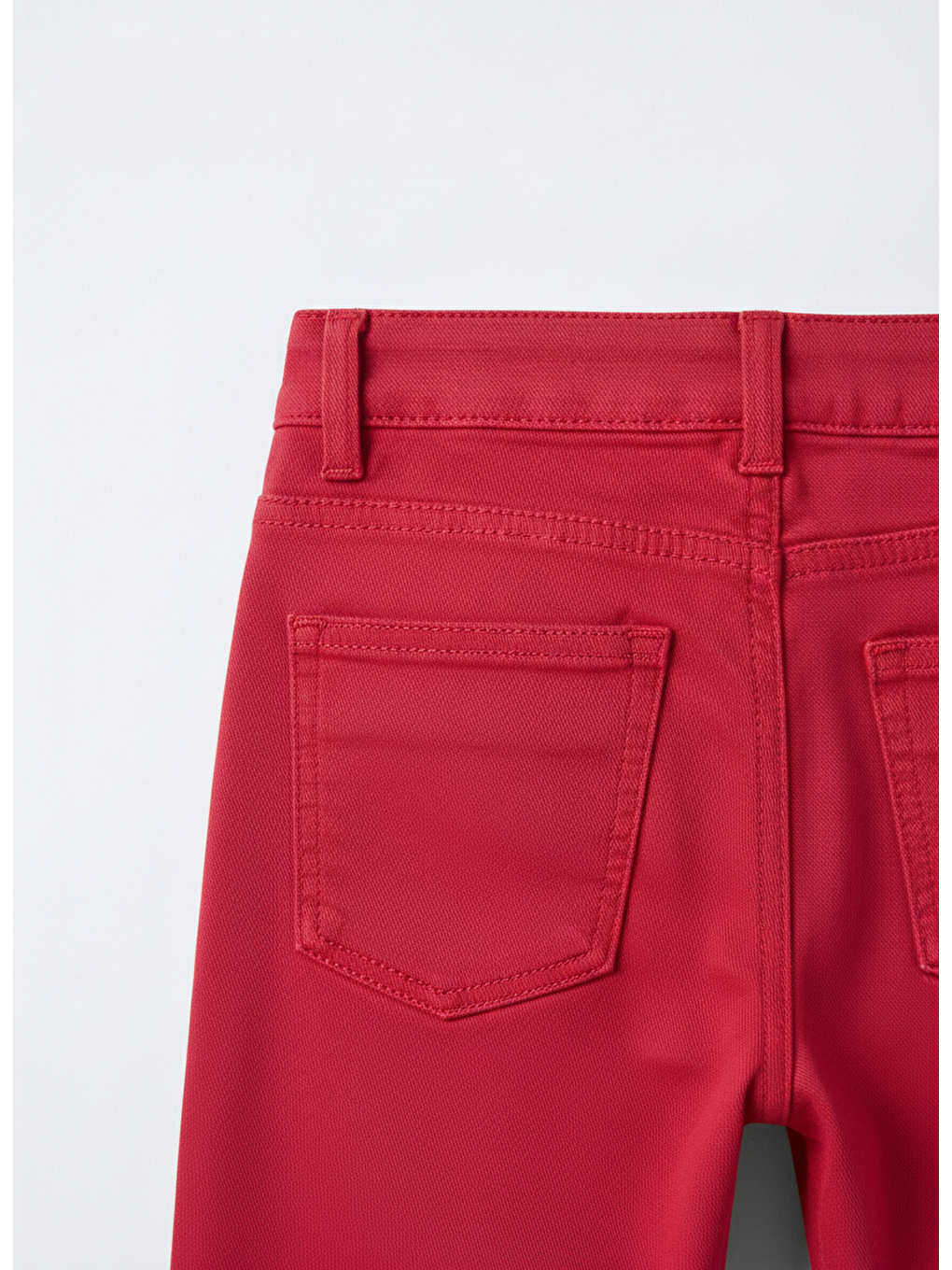 Çocuk Pamuklu Kırmızı Pantolon – Düz Kesim, Cepli-1