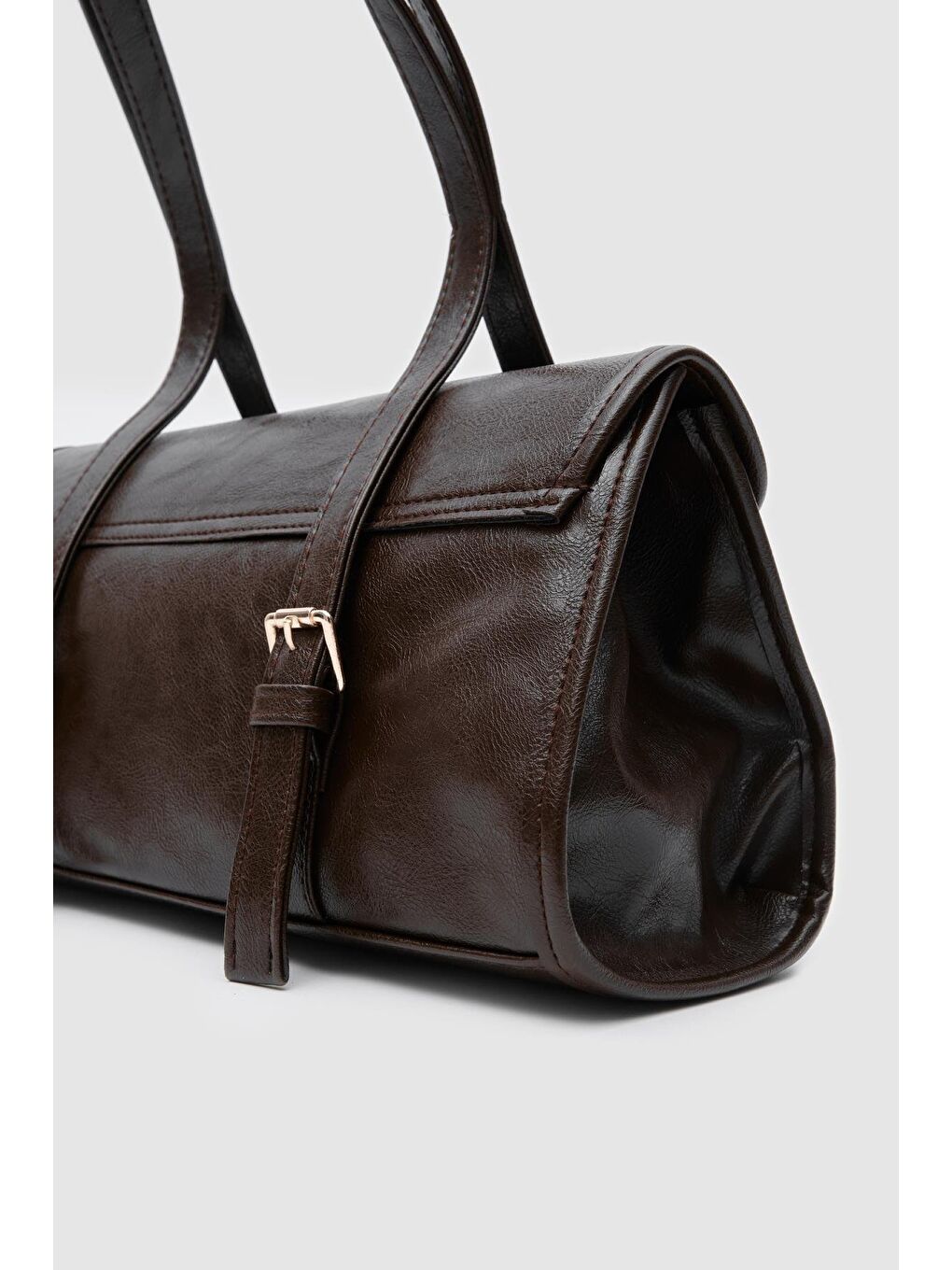 Kahverengi Lue Vintage Baget Çanta Acı Kahve-3