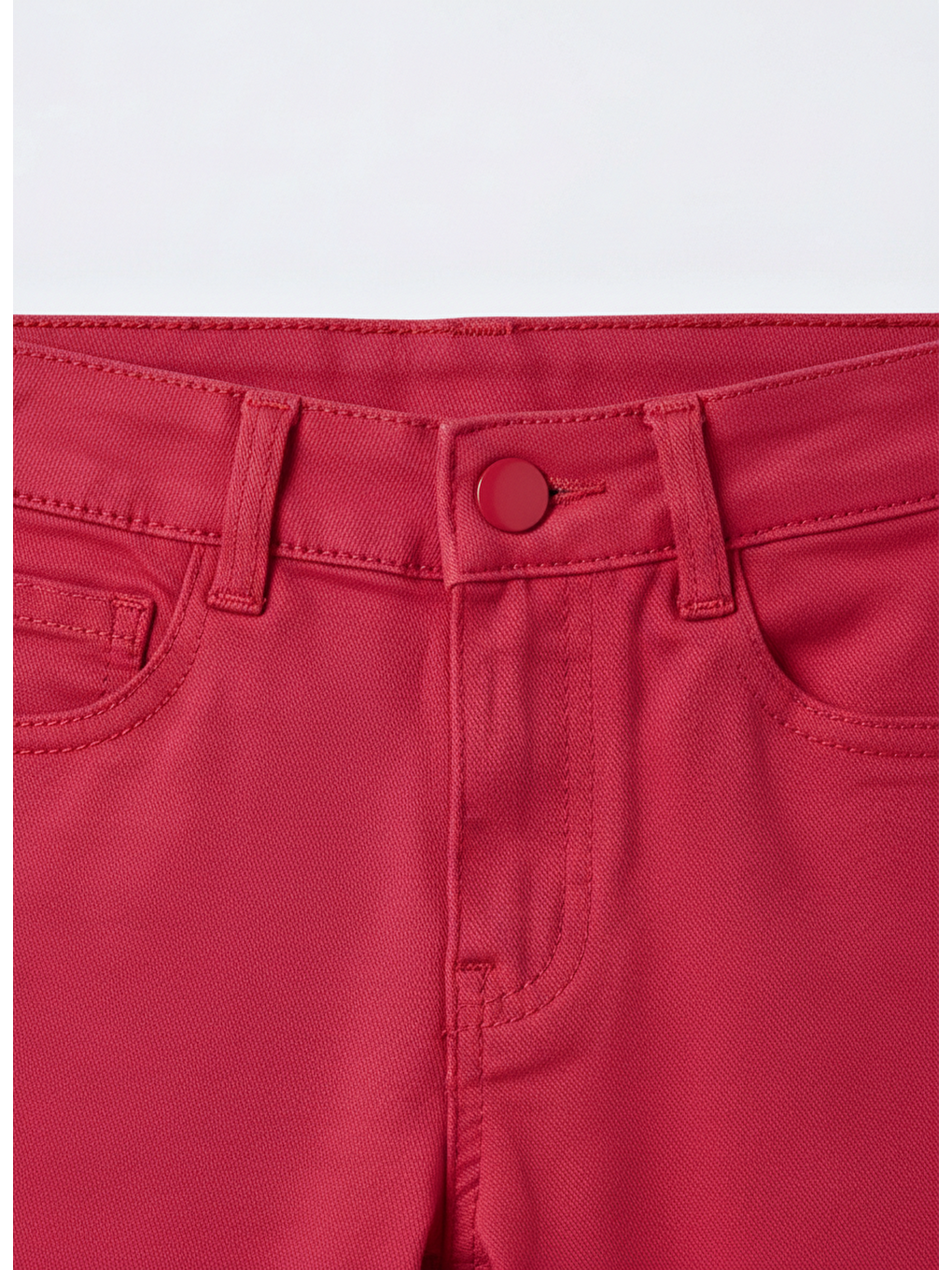Çocuk Pamuklu Kırmızı Pantolon – Düz Kesim, Cepli-3