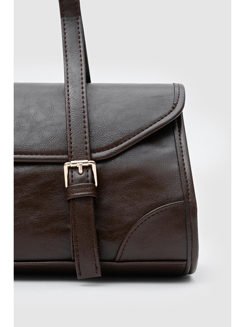 Kahverengi Lue Vintage Baget Çanta Acı Kahve-4